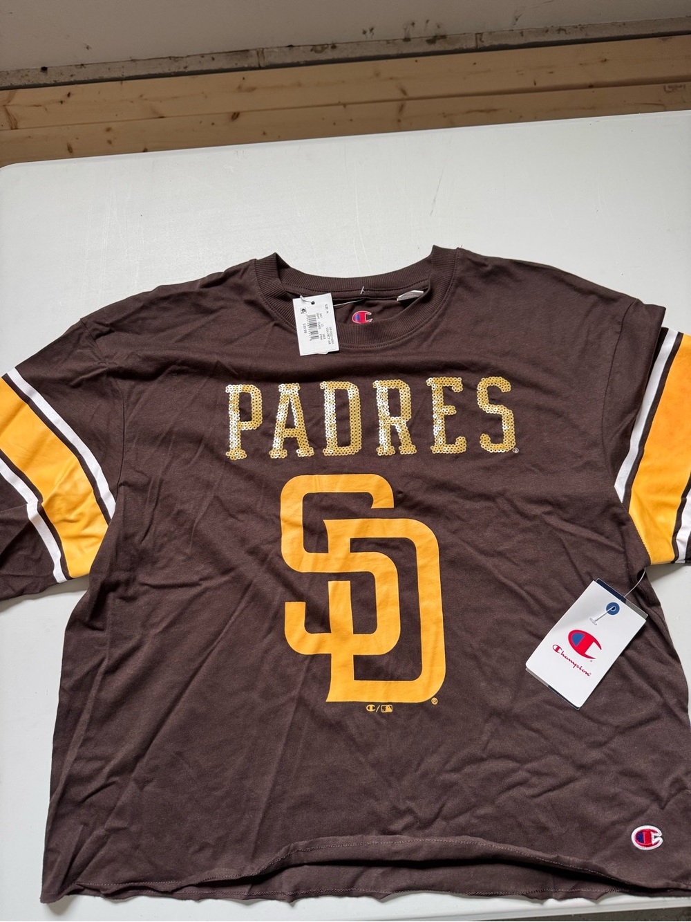 NWT Champion Brown and San Diego Gold Padres Logo Tee